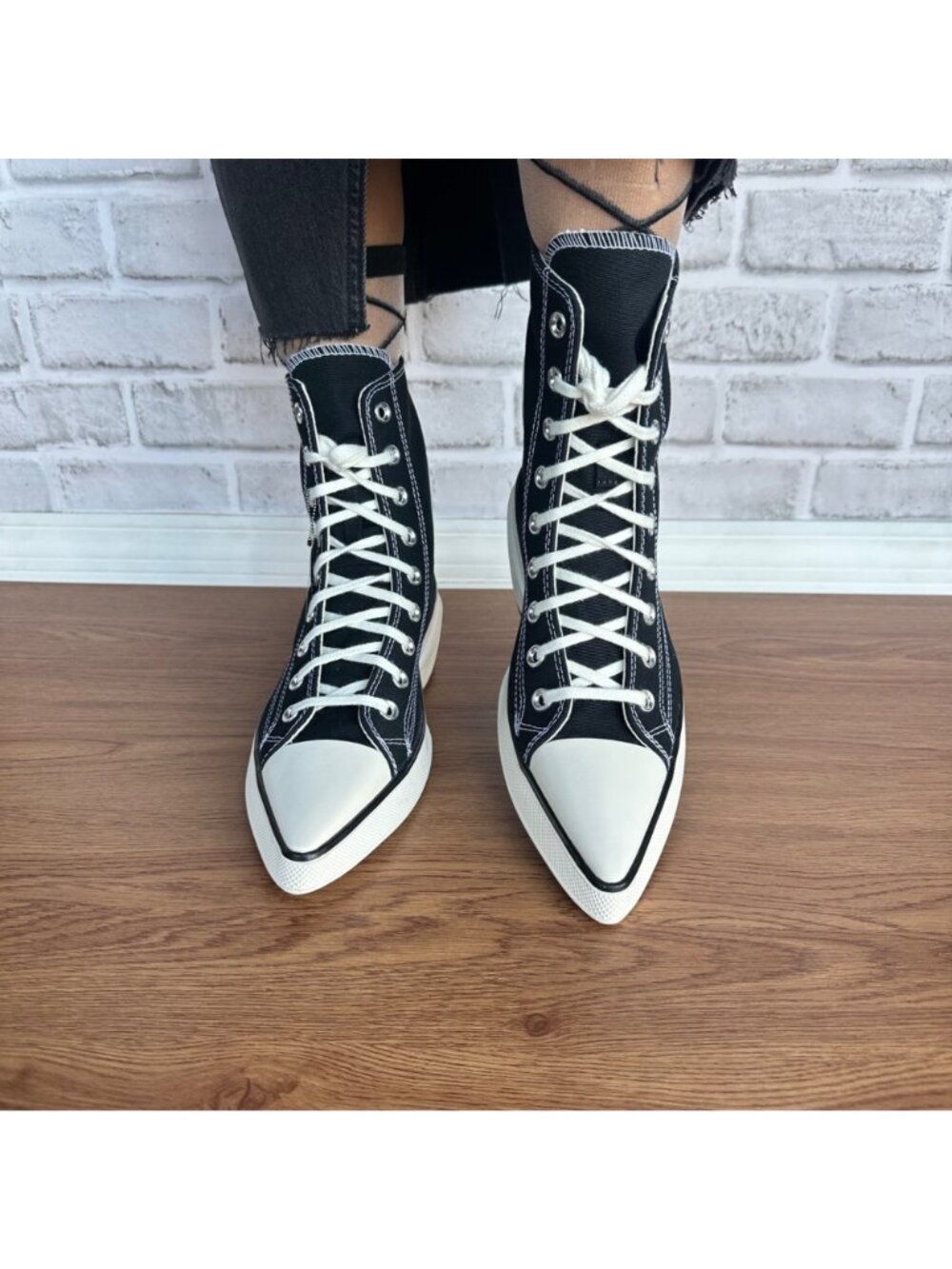 ❤️Converse Chuck 70 De Luxe Pointed Toe Hi 7.5 Womens Shoes Canvas Black A13016C - Picture 4 of 11